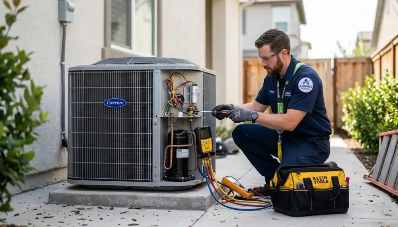 Technician providing expert AC repair service in Aurora, CO homes