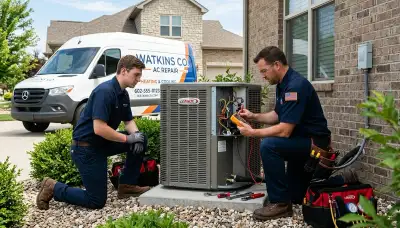 Professional AC repair technician servicing air conditioner unit in Aurora, CO