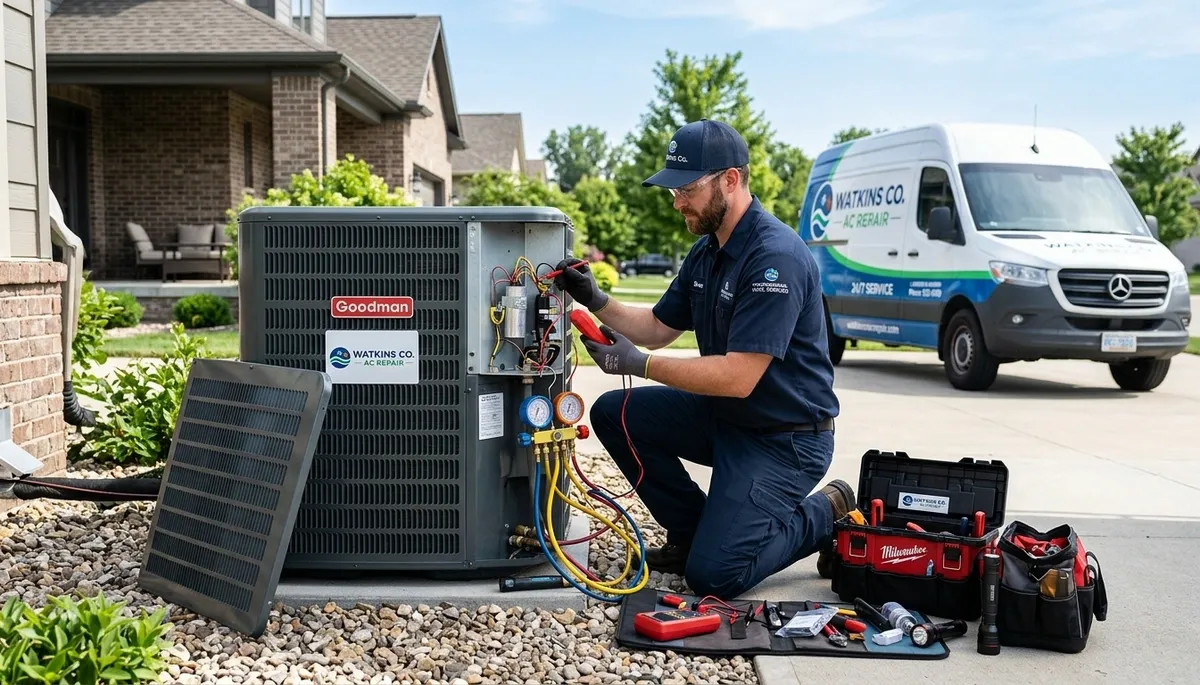 Professional AC repair service technicians working in Aurora, CO home