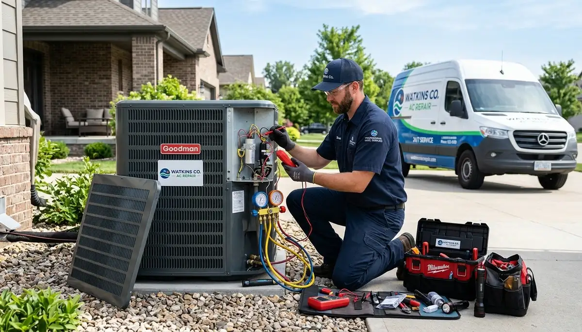 Professional AC repair service technicians working in Aurora, CO home