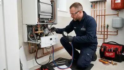 Licensed technician performing boiler repair in Aurora, CO for Five Star Cooling homeowners