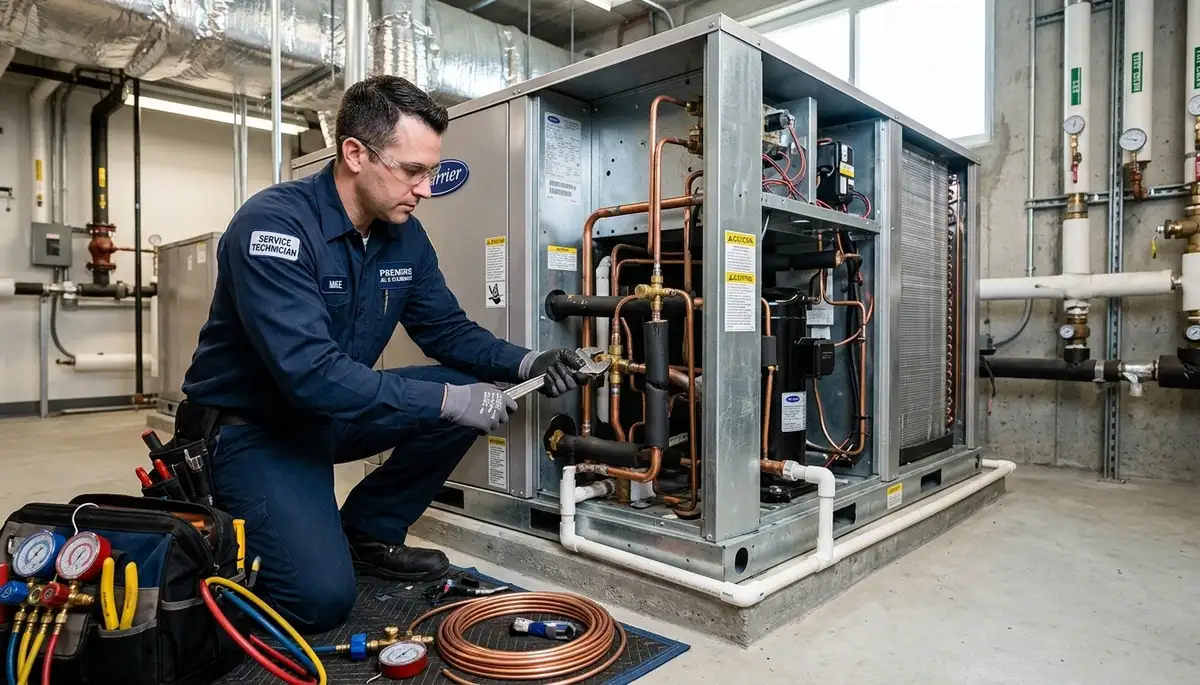 Technician performing plumbing repair in Aurora, CO for Five Star Cooling service team